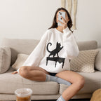 Cat with Crown Crewneck Sweatshirt — Playful Black Cat Graphic