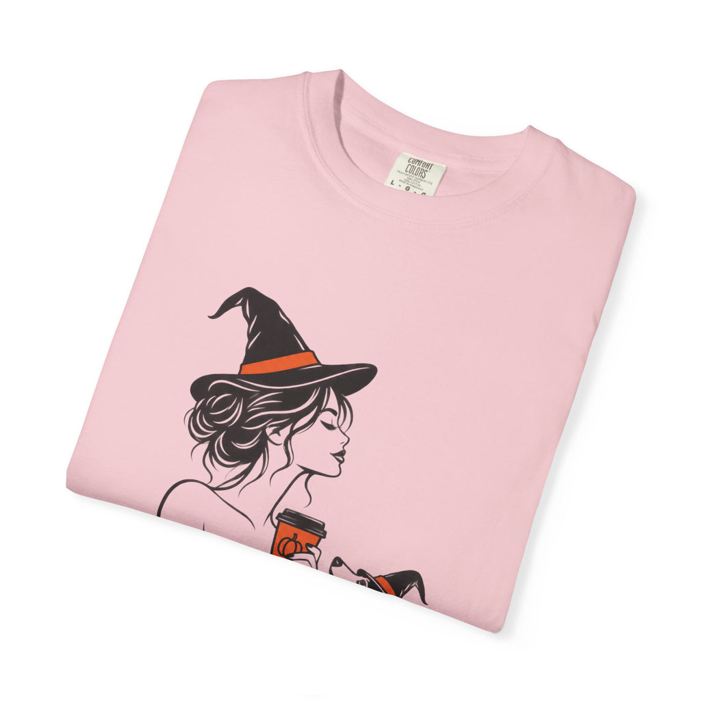 Her Human Witch Tee — Halloween Witch & Dog Graphic T-Shirt