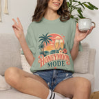 Honeymoon Mode T-Shirt — Tropical Sunset Couple Vacation Tee
