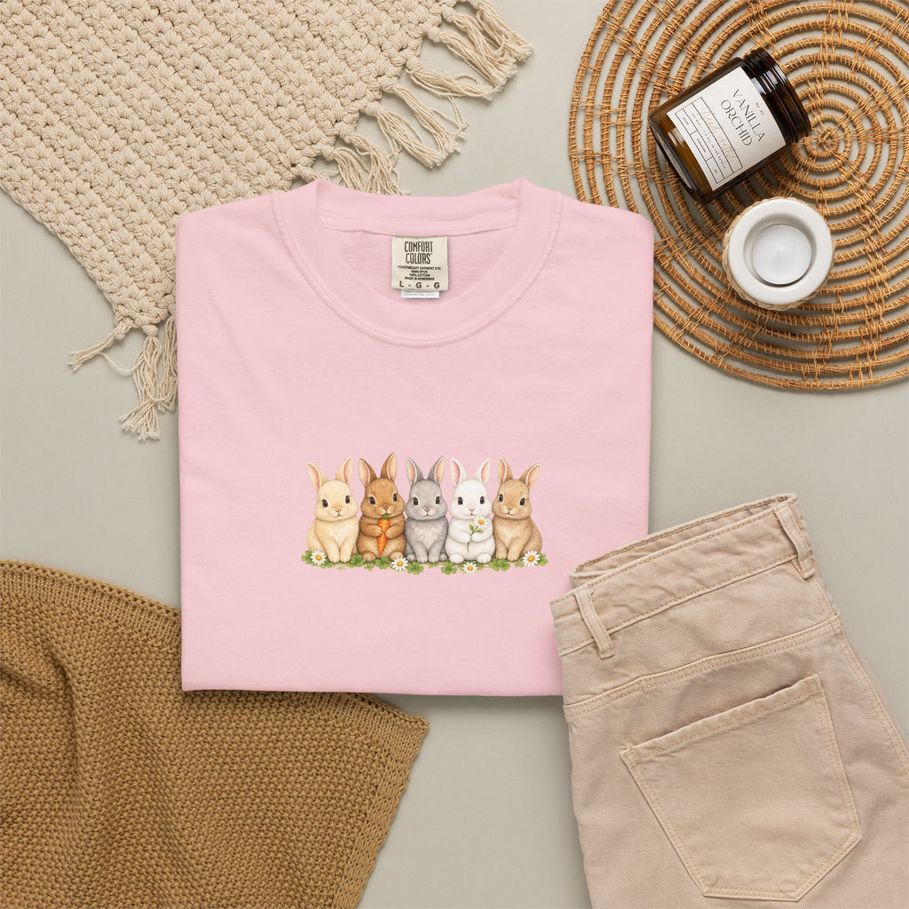 Bunny Row T‑Shirt — Cute Watercolor Rabbits Graphic Tee