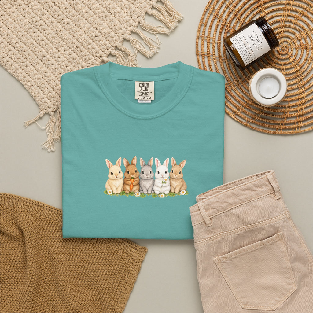 Bunny Row T‑Shirt — Cute Watercolor Rabbits Graphic Tee