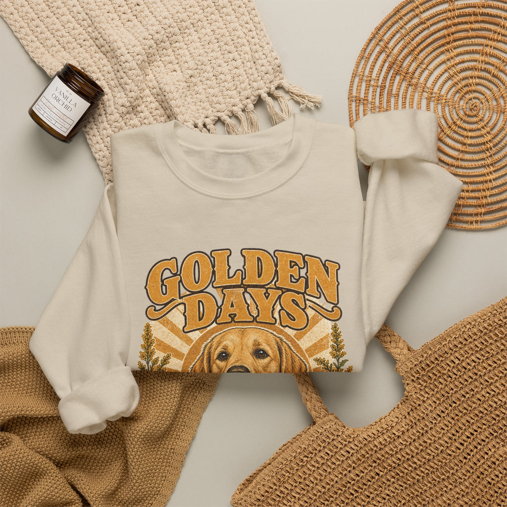 Sweatshirt — "Golden Days: Good Dog • Good Life" Retro Golden Retriever Crewneck