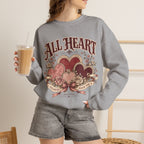 Vintage-Sweatshirt mit Rundhalsausschnitt zum Valentinstag – „All Heart“ romantisches Motiv