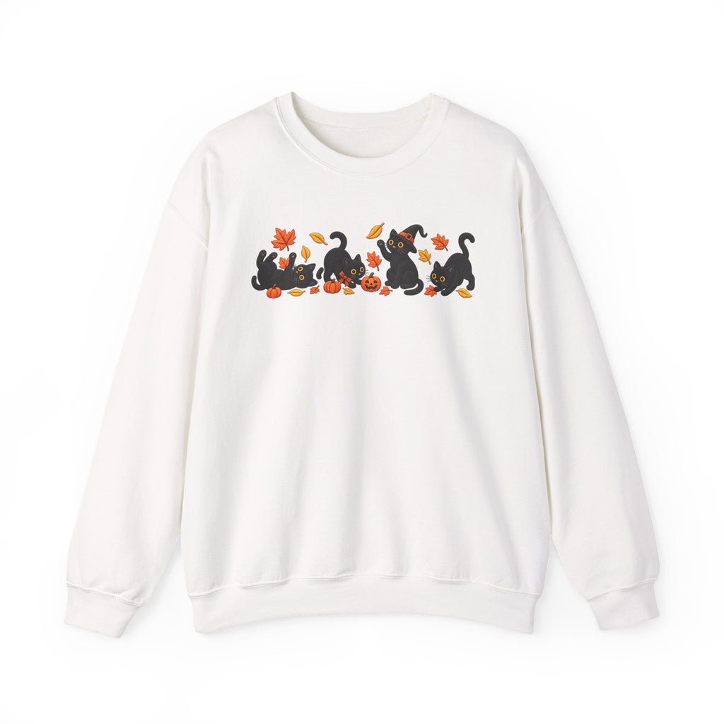 Herbst-Sweatshirt mit schwarzem Katzen-Motiv