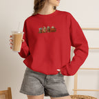 Cozy Camping Crewneck Sweatshirt — Niedliches Cartoon-Lagerfeuer-Freunde-Design