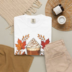 Pumpkin Spice Latte T-Shirt — Autumn Coffee Fall Leaves Tee
