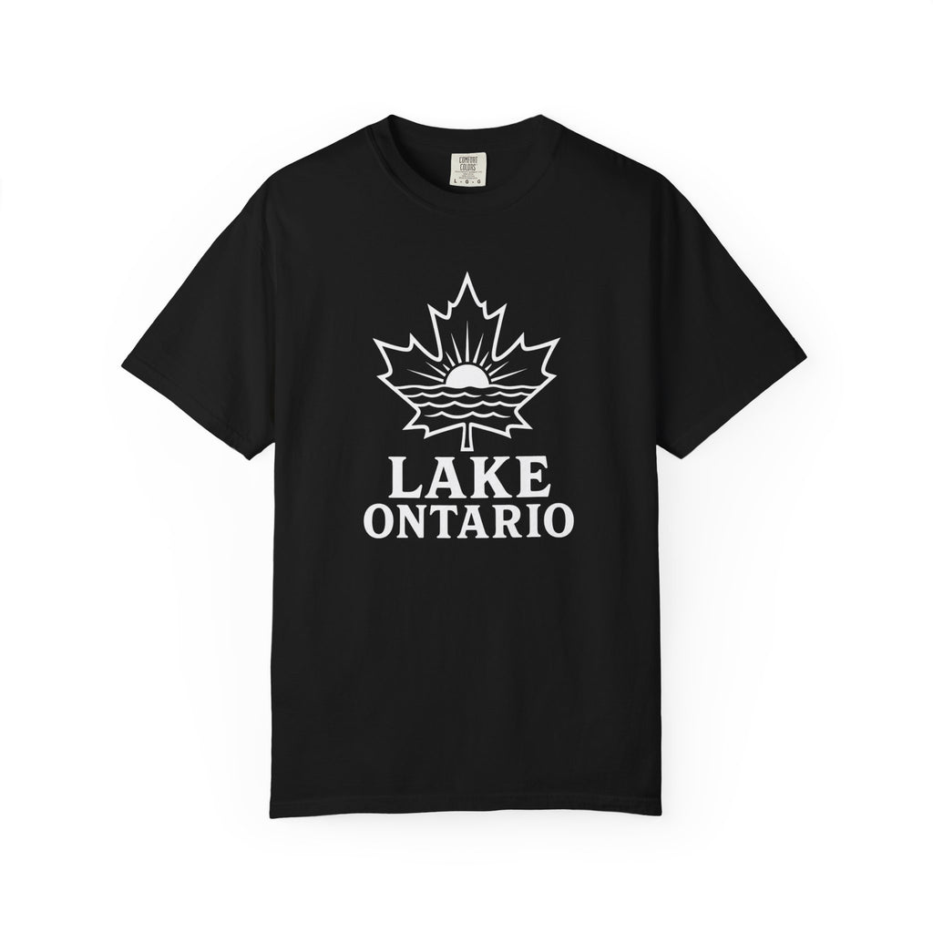 Lake Ontario T-Shirt — Retro Maple Leaf Sunset Graphic