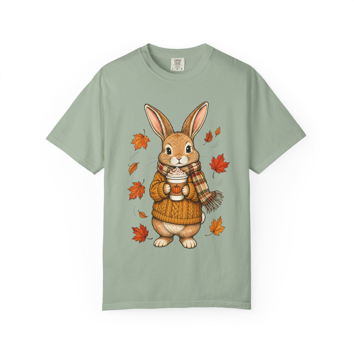 Autumn Bunny Tee — Cozy Fall Rabbit with Scarf & Hot Cocoa