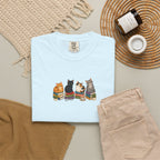 Cat Knit Crew T-Shirt — Cozy Cats Sitting Together Graphic Tee