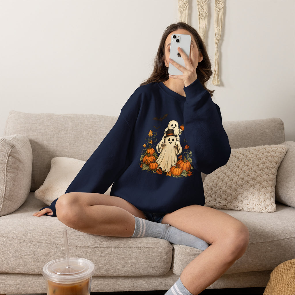 Halloween Pumpkin Ghost Crewneck Sweatshirt