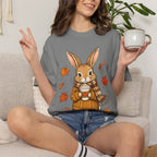Autumn Bunny Tee — Cozy Fall Rabbit with Scarf & Hot Cocoa