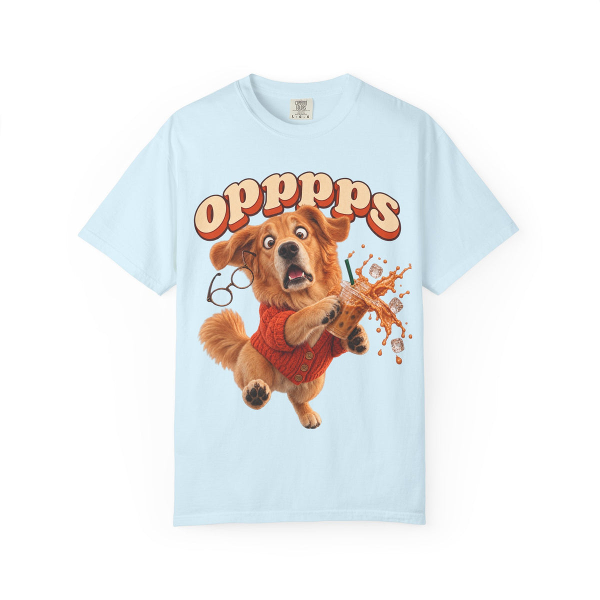Oops Puppy T-Shirt — Cute Dog Spilling Coffee Graphic Tee