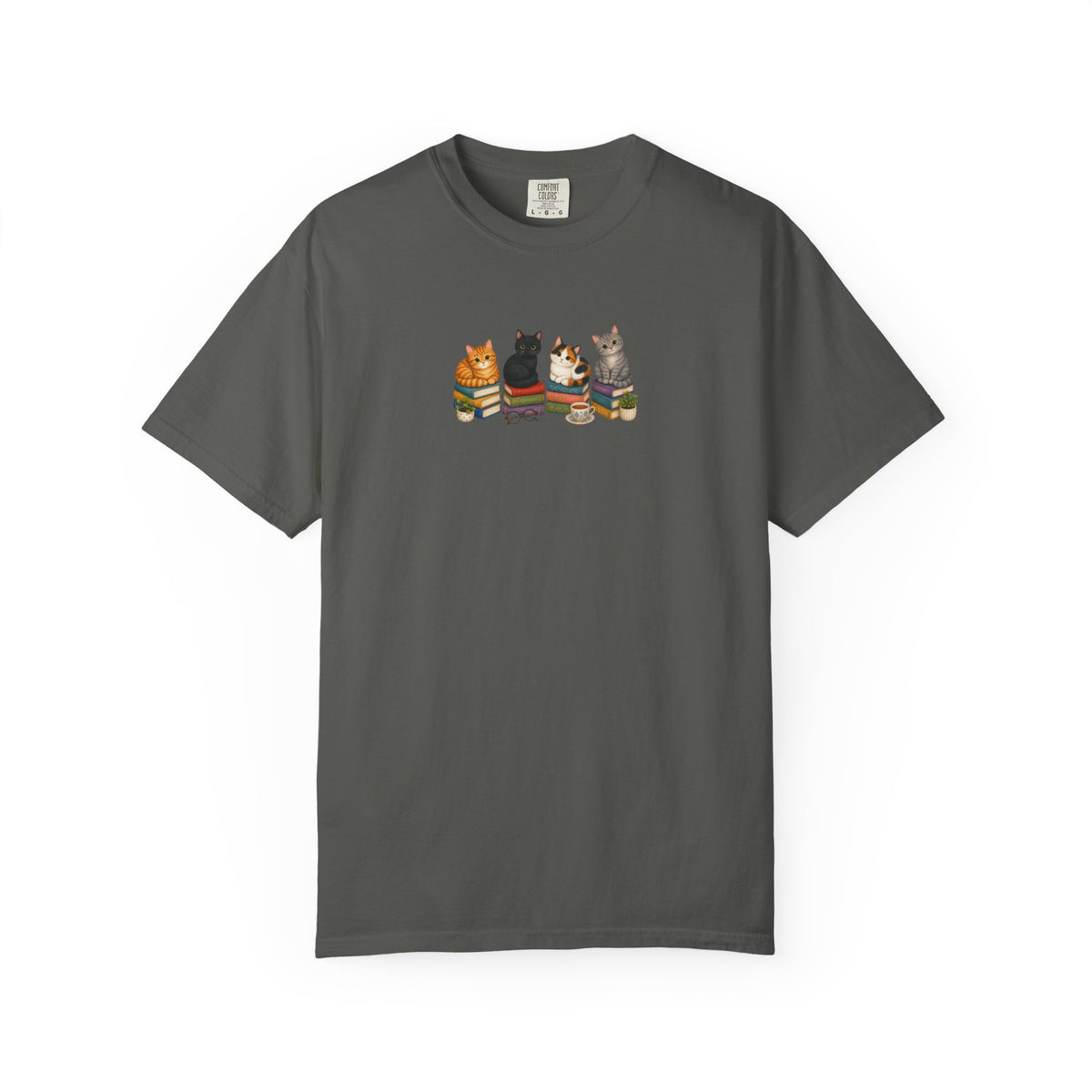 Cat Knit Crew T-Shirt — Cozy Cats Sitting Together Graphic Tee