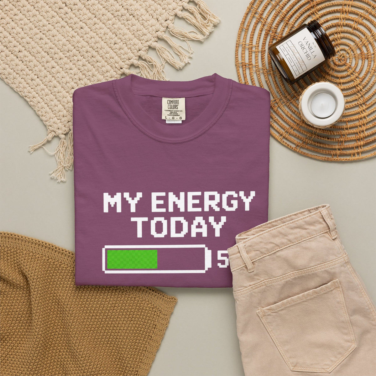 My Energy Today 50% T-Shirt — Low Battery Retro Graphic Tee