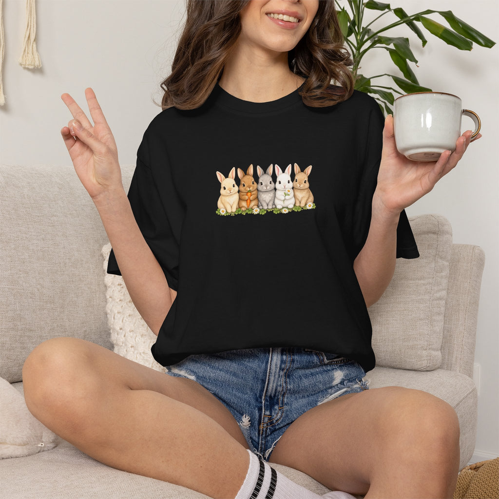 Bunny Row T‑Shirt — Cute Watercolor Rabbits Graphic Tee