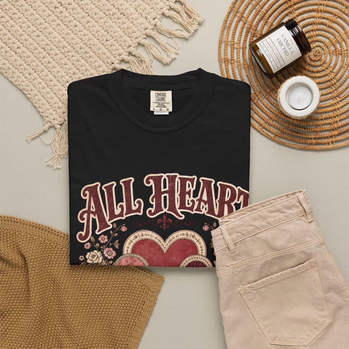All Heart Vintage Floral Tee — "All Heart" Graphic T-Shirt
