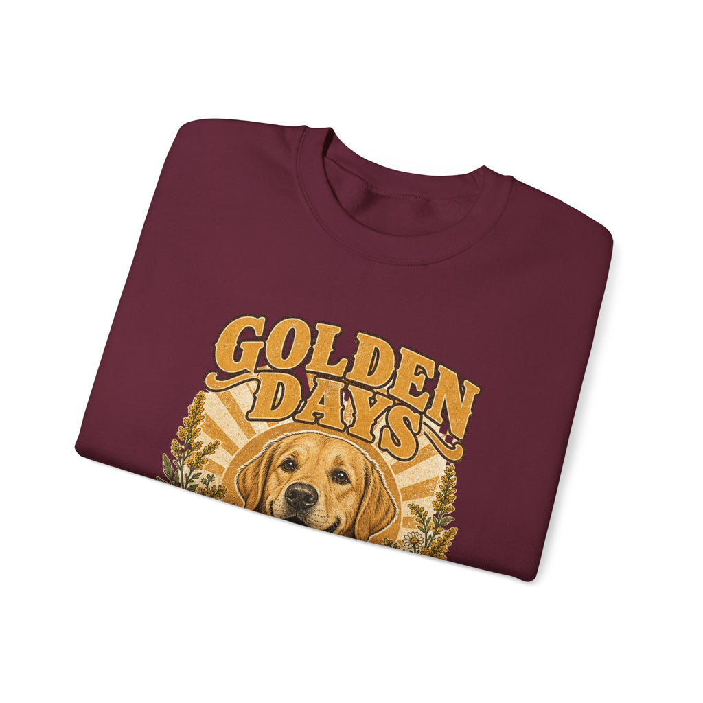 Sweatshirt — "Golden Days: Good Dog • Good Life" Retro Golden Retriever Crewneck