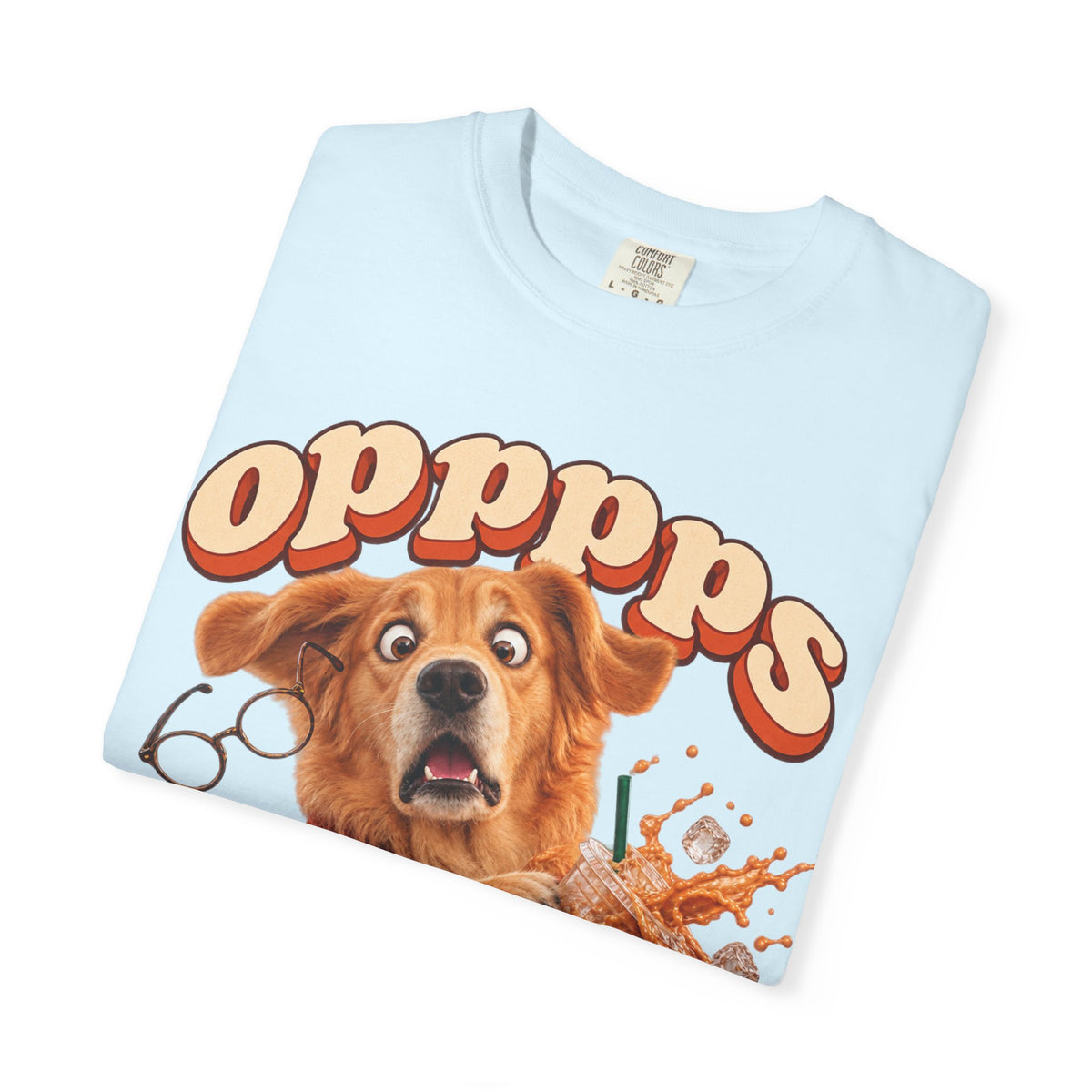 Oops Puppy T-Shirt — Cute Dog Spilling Coffee Graphic Tee