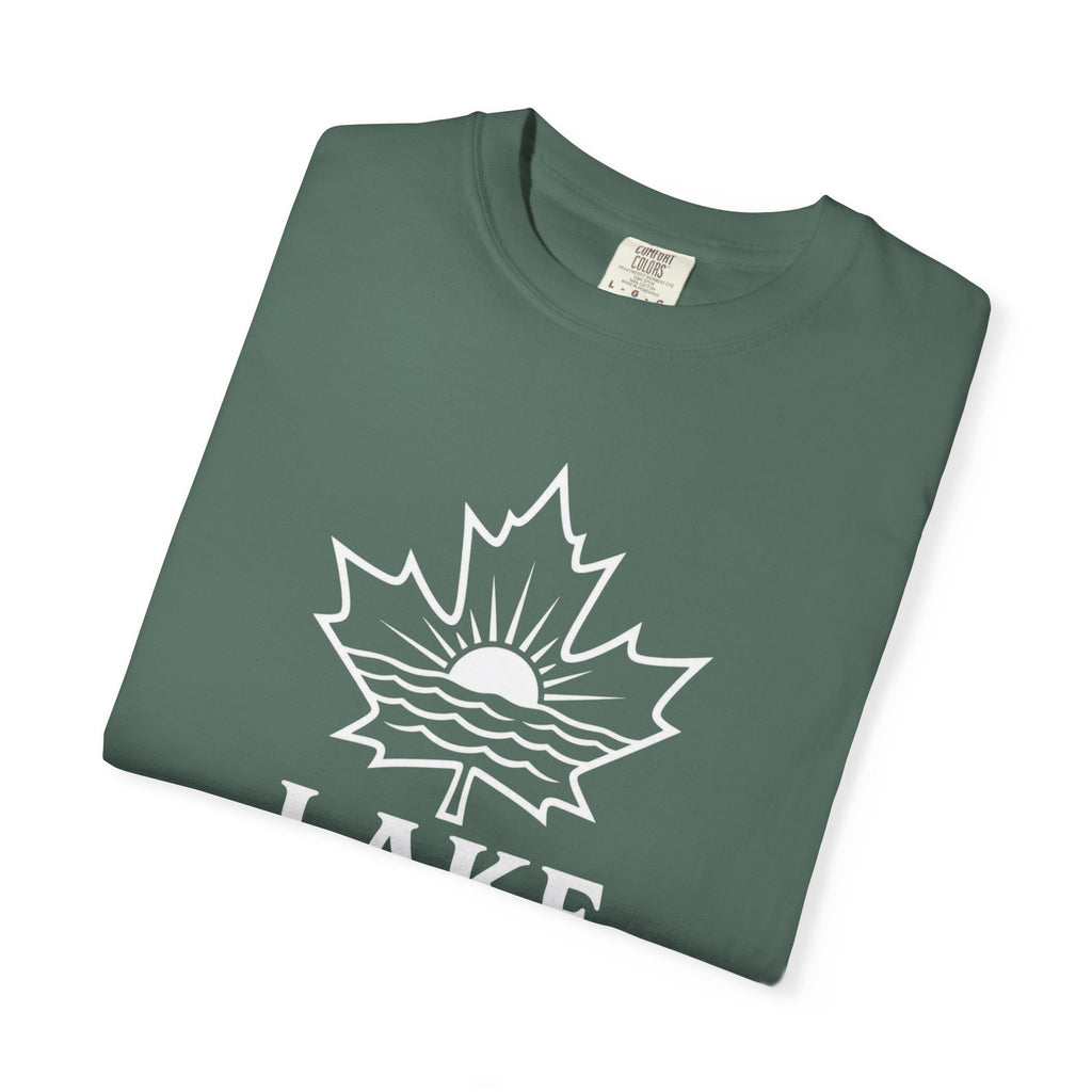 Lake Ontario T-Shirt — Retro Maple Leaf Sunset Graphic