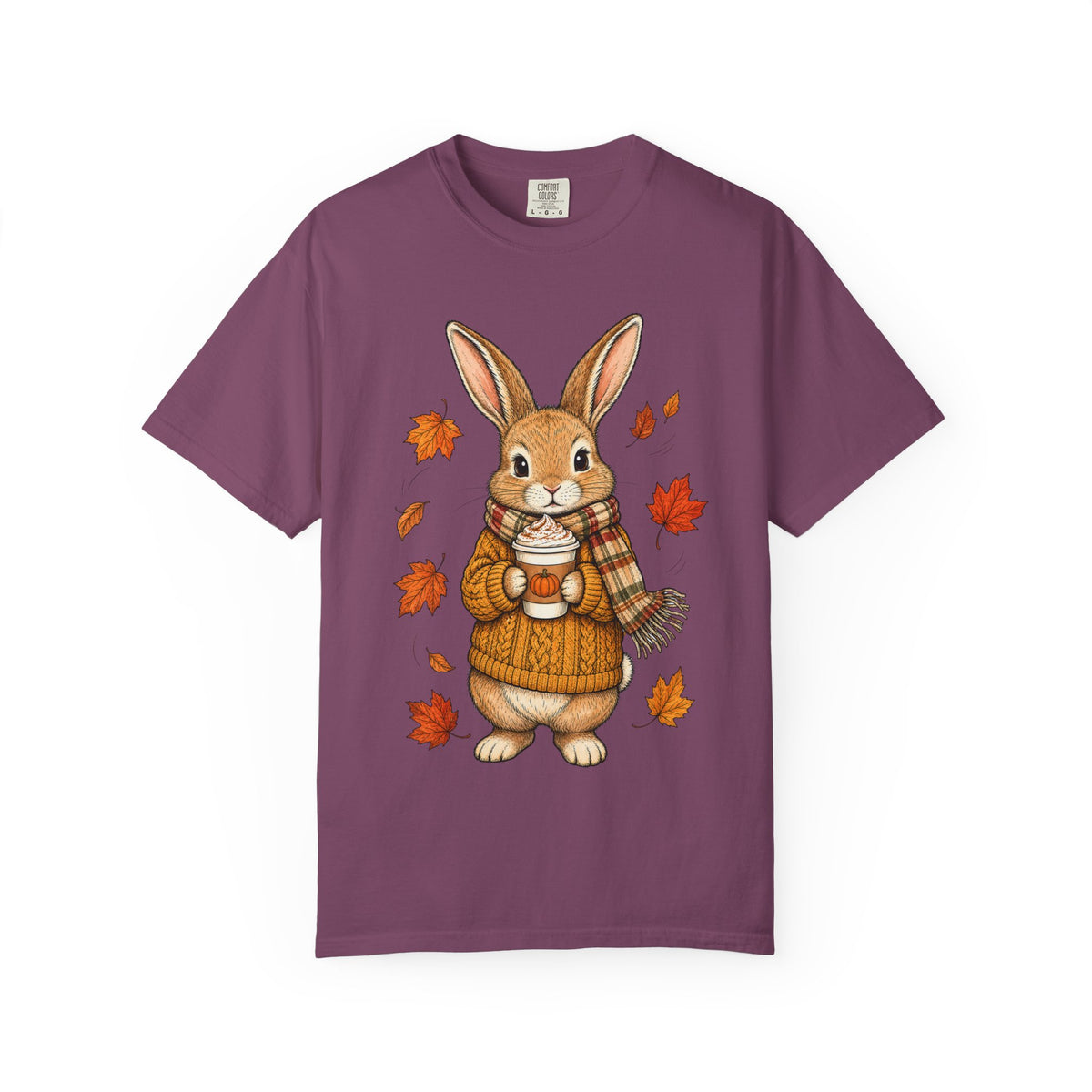Autumn Bunny Tee — Cozy Fall Rabbit with Scarf & Hot Cocoa