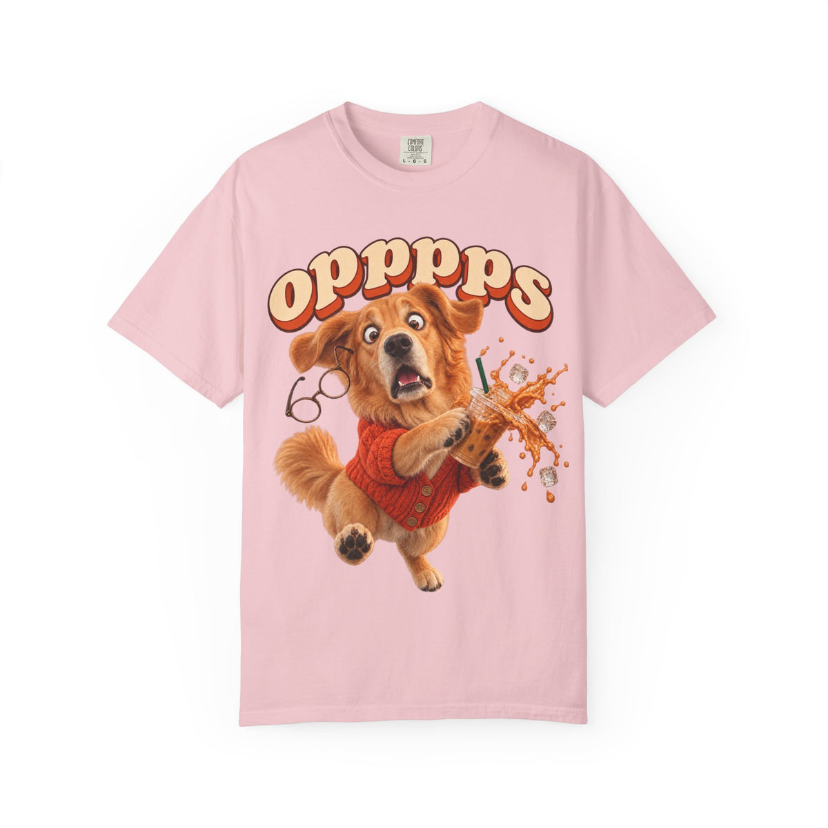 Oops Puppy T-Shirt — Cute Dog Spilling Coffee Graphic Tee