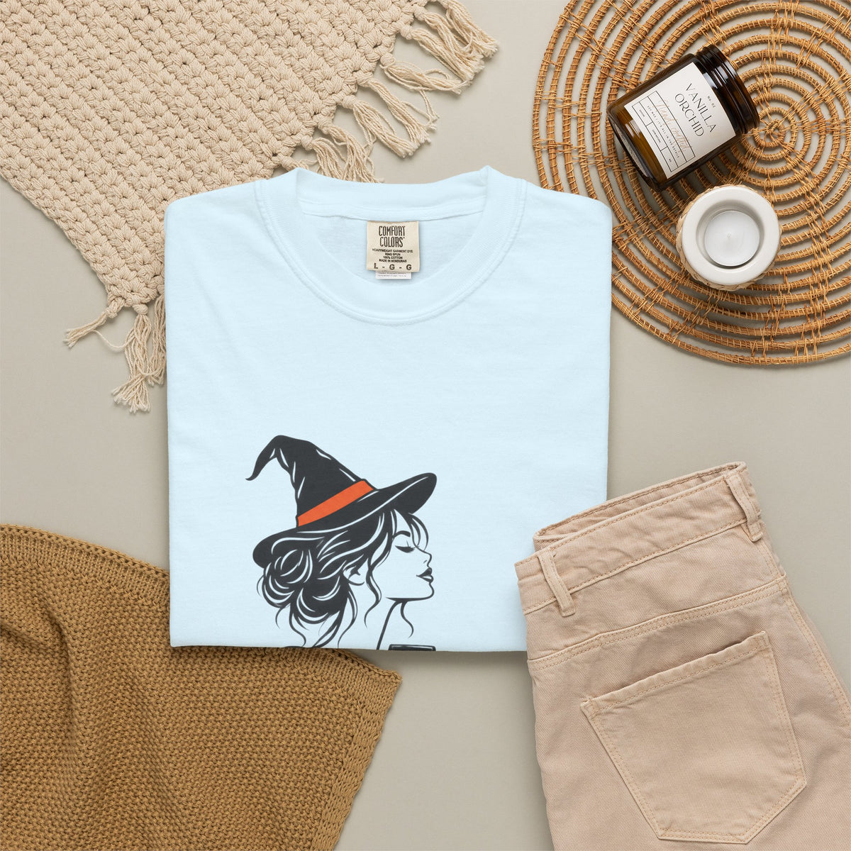 Her Human Witch Tee — Halloween Witch & Dog Graphic T-Shirt