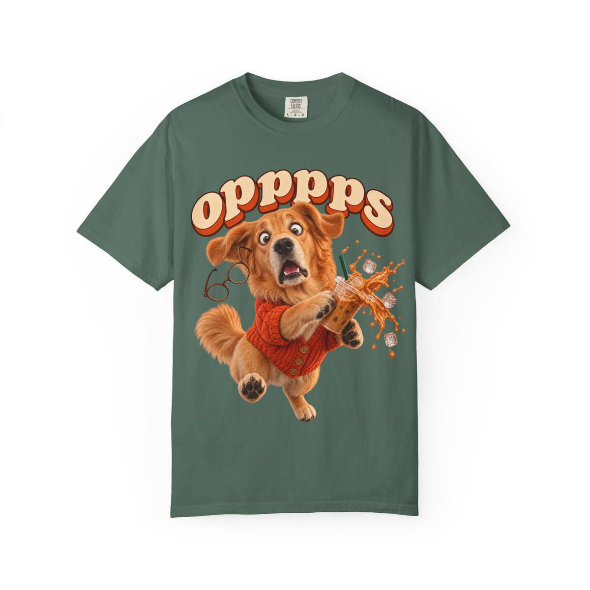 Oops Puppy T-Shirt — Cute Dog Spilling Coffee Graphic Tee