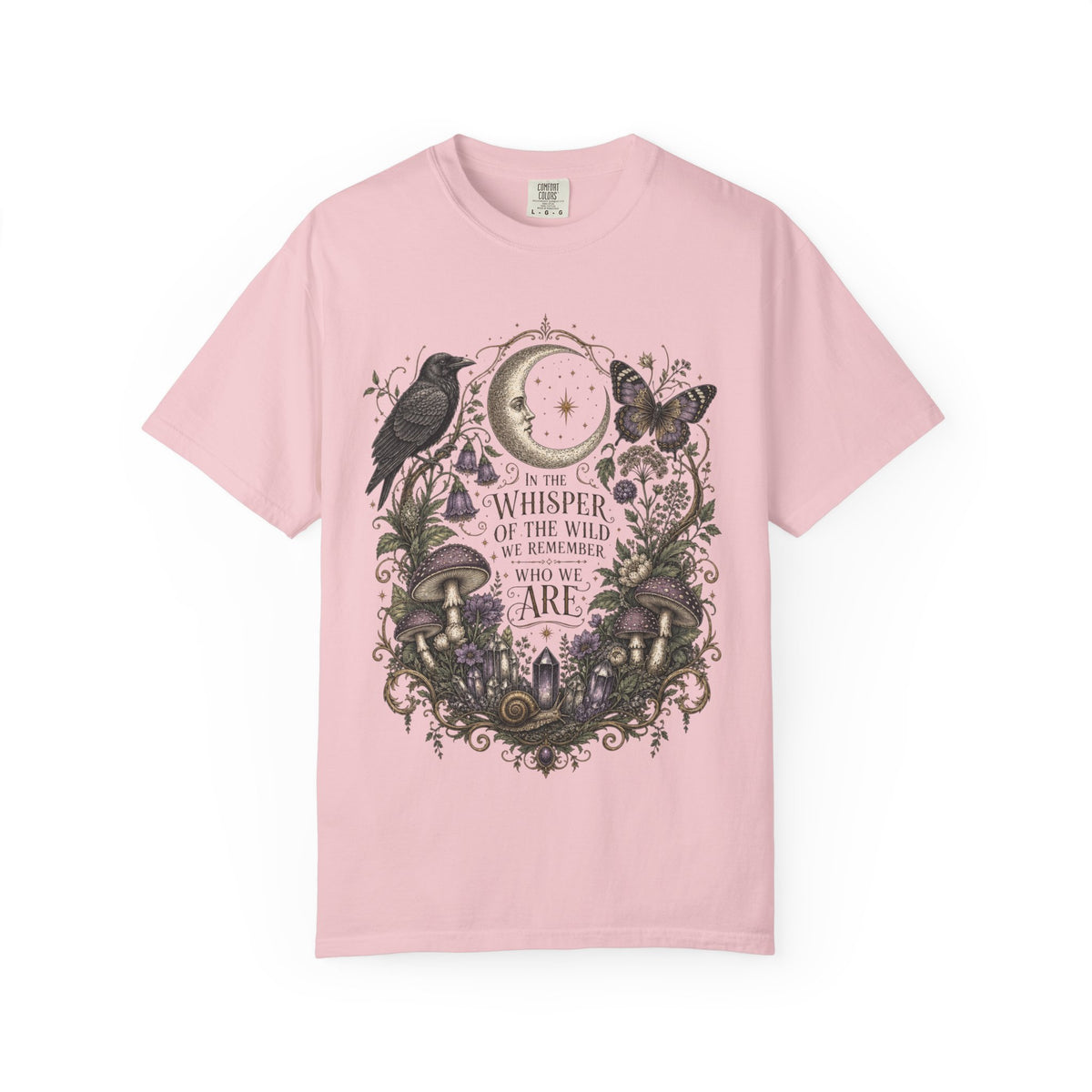 Whisper of the Wild T-Shirt — Moon, Raven & Mushroom Nature Graphic