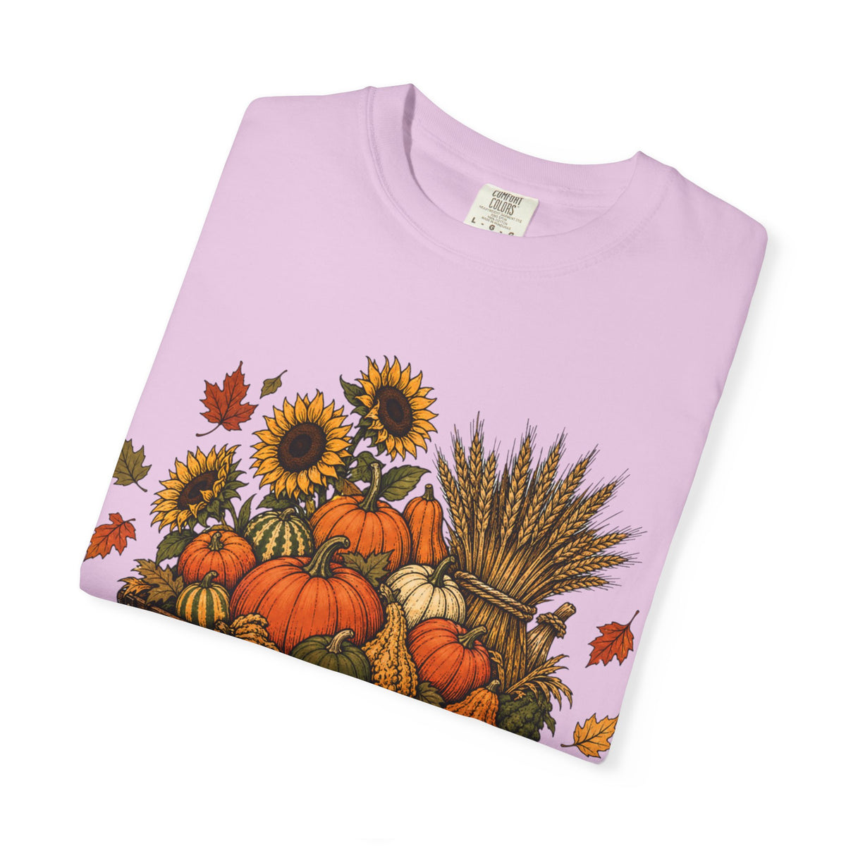 T-Shirt „Herbsternte-Wagen“ — Kürbis & Sonnenblume Herbst-T-Shirt