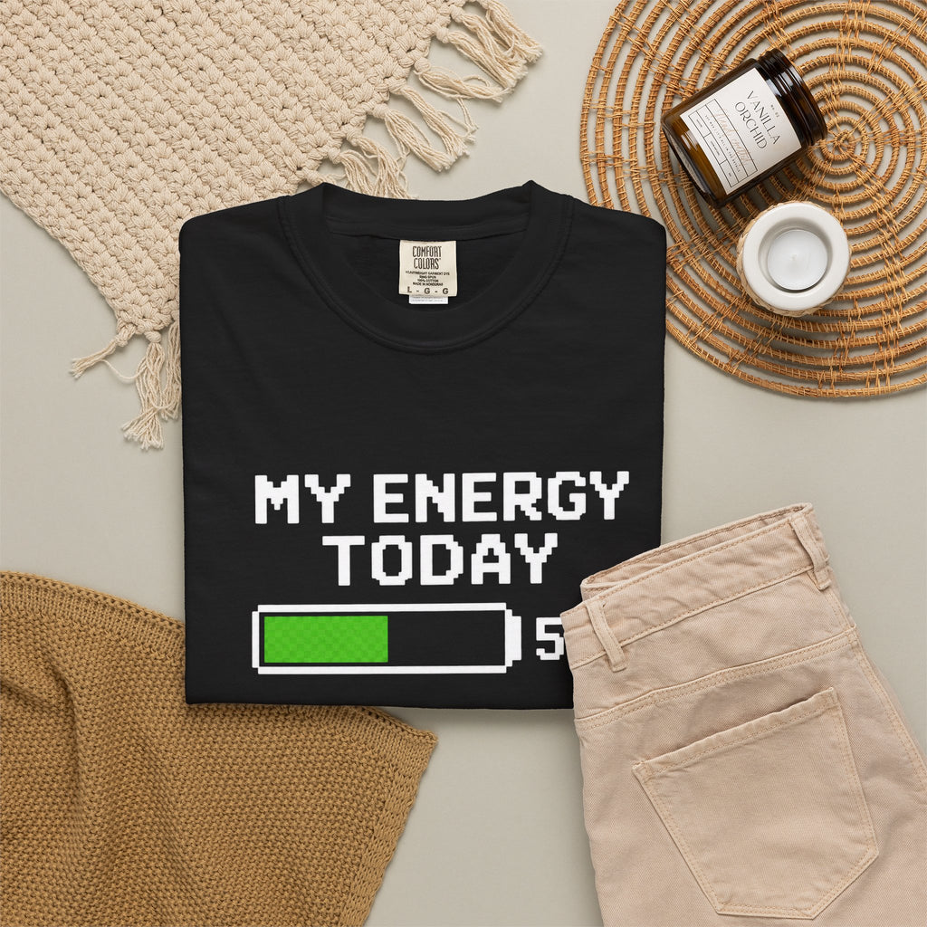 My Energy Today 50% T-Shirt — Low Battery Retro Graphic Tee