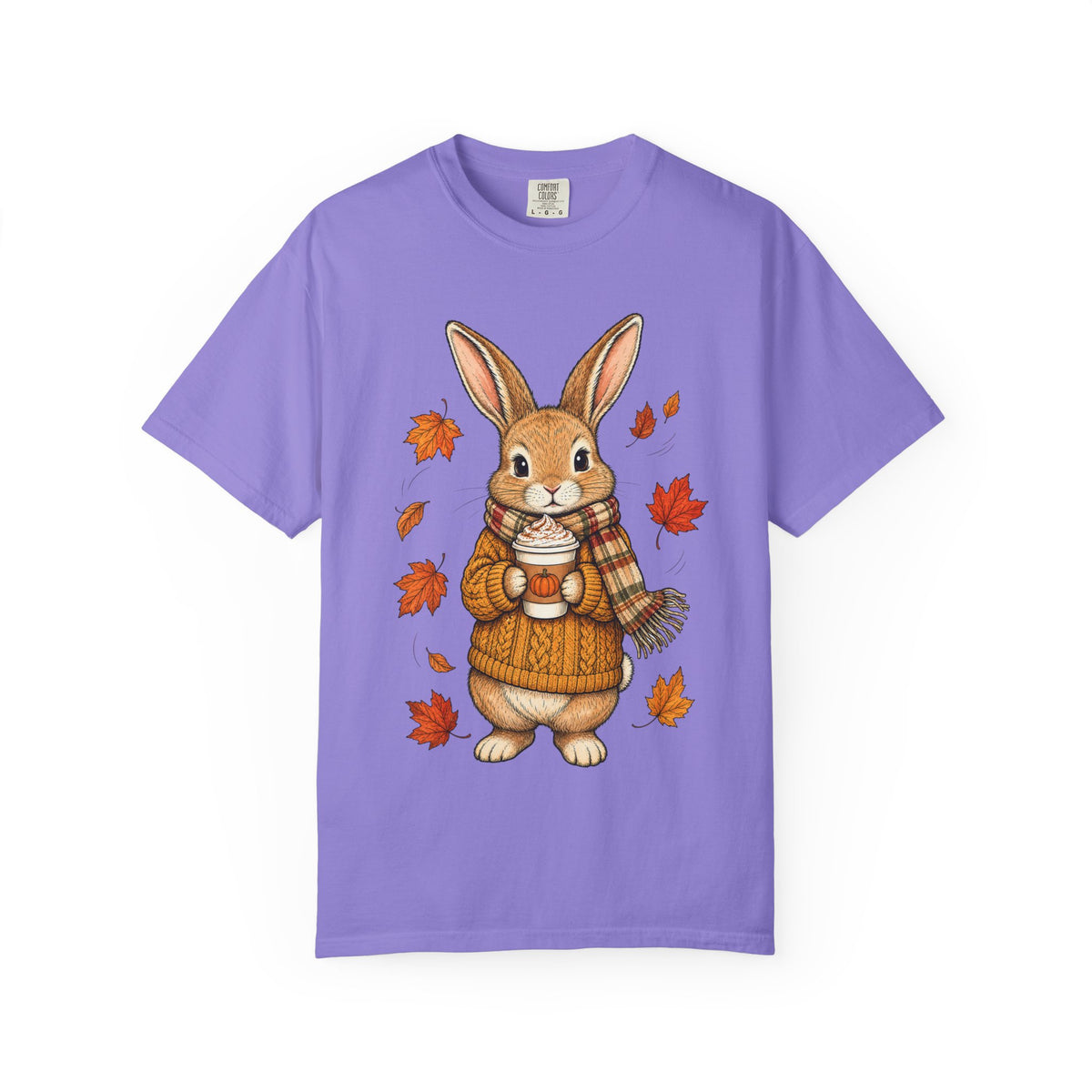Autumn Bunny Tee — Cozy Fall Rabbit with Scarf & Hot Cocoa