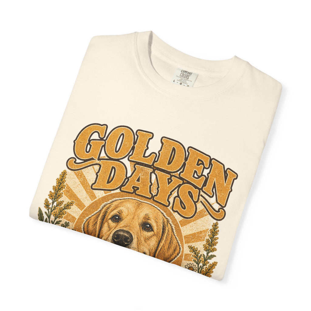 Golden Days Golden Retriever T-Shirt — "Good Dog • Good Life" Vintage Floral Tee