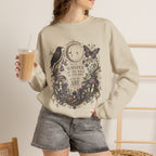 Mystic Moon & Mushroom Crewneck Sweatshirt — "Whisper to the Wild" Nature Graphic