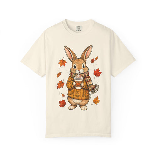 Autumn Bunny Tee — Cozy Fall Rabbit with Scarf & Hot Cocoa