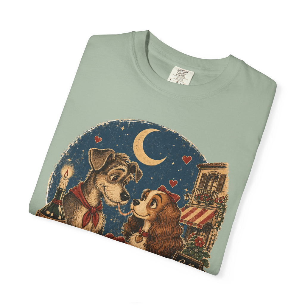 T-Shirt — "Love at First Bite" Vintage Pizza Date Dogs Tee