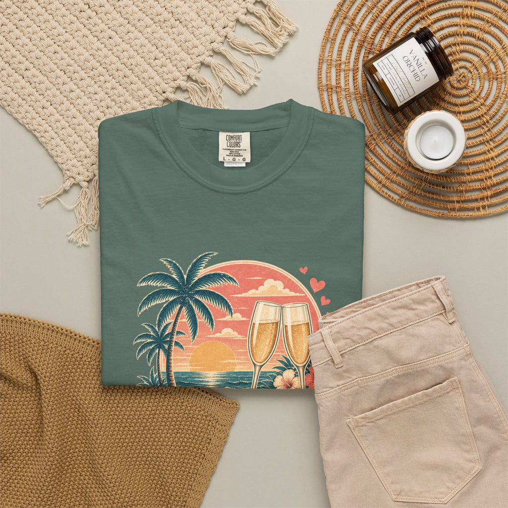 Honeymoon Mode T-Shirt — Tropical Sunset Couple Vacation Tee