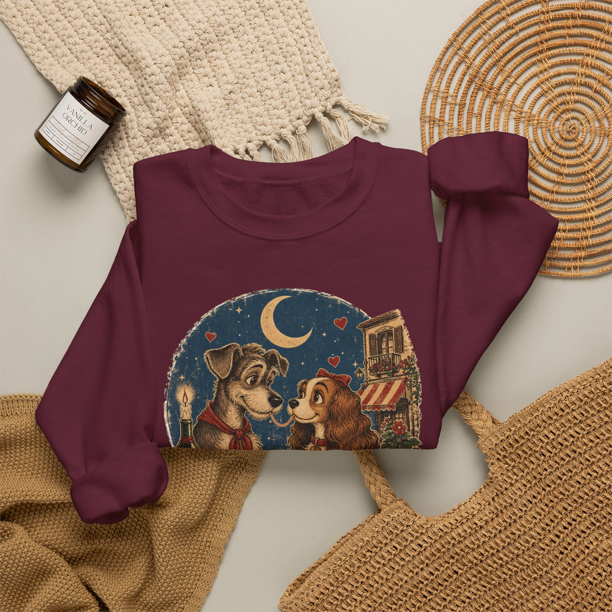 Love at First Bite Sweatshirt — Cute Dog & Pizza Cozy Crewneck