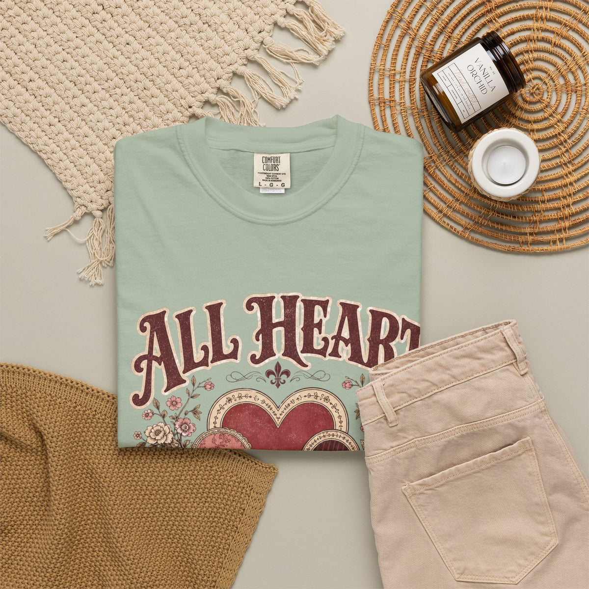 All Heart Vintage Floral Tee — "All Heart" Graphic T-Shirt