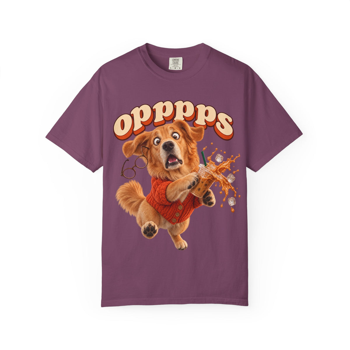 Oops Puppy T-Shirt — Cute Dog Spilling Coffee Graphic Tee
