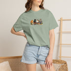Cat Knit Crew T-Shirt — Cozy Cats Sitting Together Graphic Tee