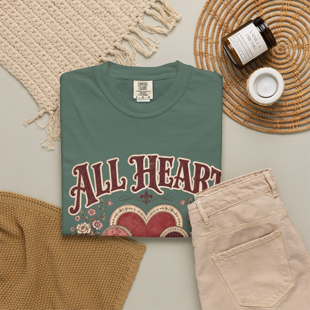 All Heart Vintage Floral Tee — "All Heart" Graphic T-Shirt