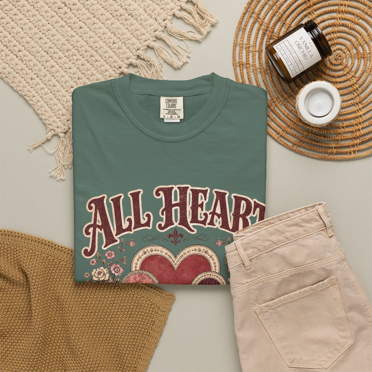 All Heart Vintage Floral Tee — "All Heart" Graphic T-Shirt