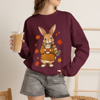 Autumn Bunny Sweatshirt – Cozy Fall Rabbit Holding Coffee