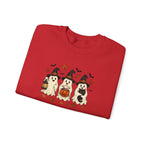 Halloween Puppy Ghosts Sweatshirt — Cute Dogs in Witch Hats with Jack-o'-Lantern