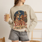 Love at First Bite Sweatshirt — Cute Dog & Pizza Cozy Crewneck