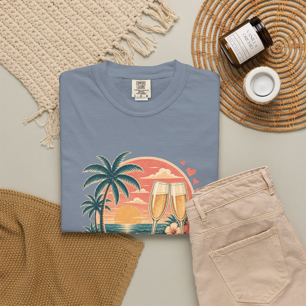 Honeymoon Mode T-Shirt — Tropical Sunset Couple Vacation Tee