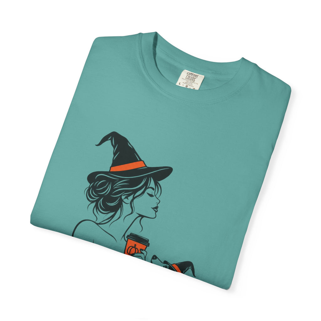 Her Human Witch Tee — Halloween Witch & Dog Graphic T-Shirt