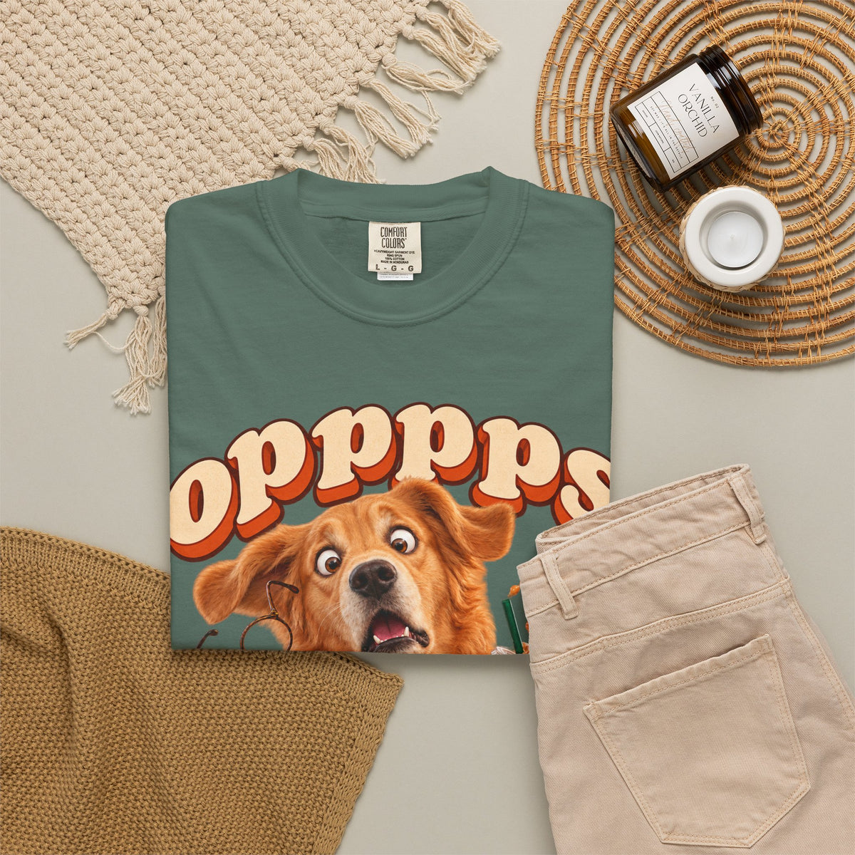 Oops Puppy T-Shirt — Cute Dog Spilling Coffee Graphic Tee