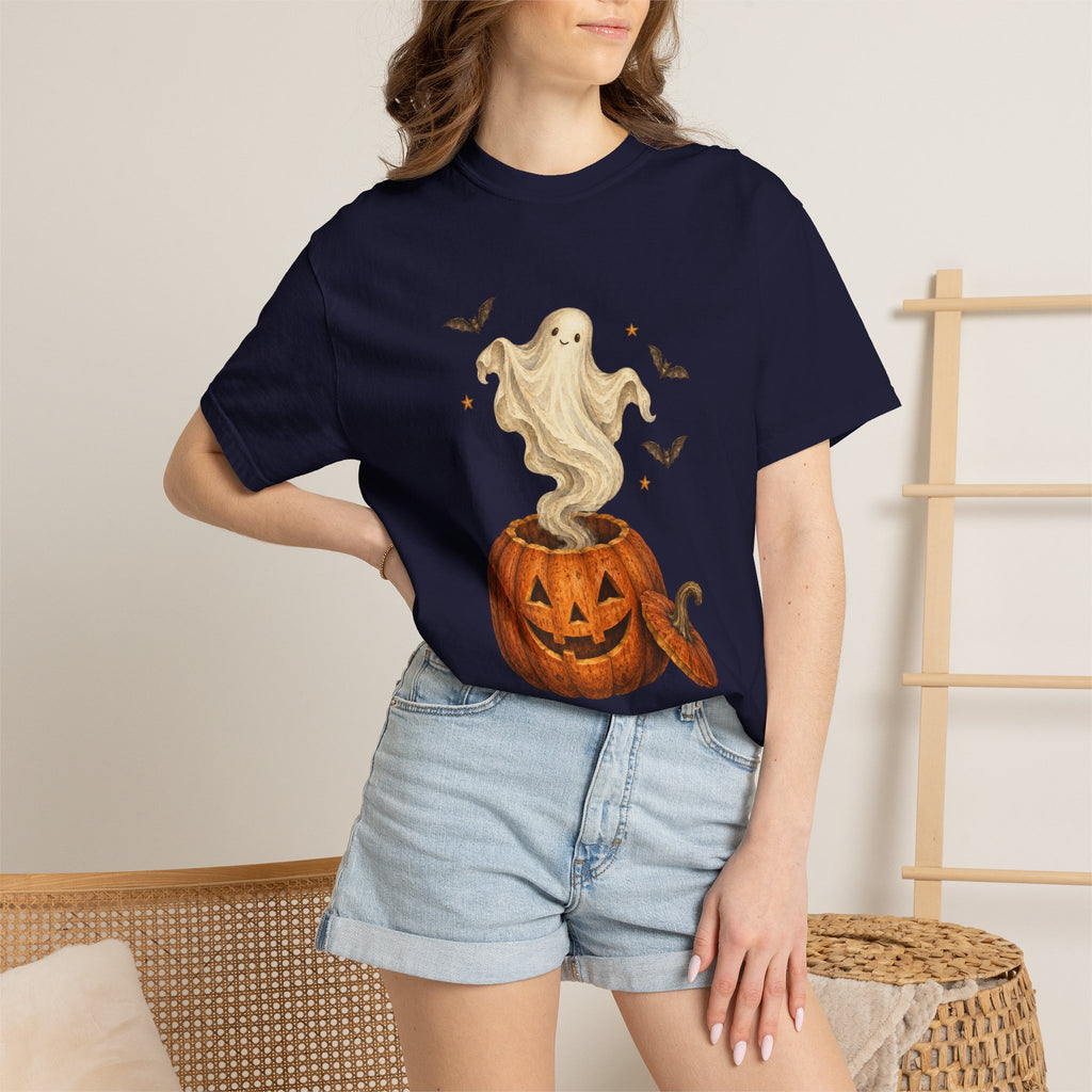 Halloween Ghost in Jack-O'-Lantern T-Shirt