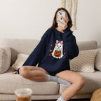 Cute Halloween Ghost Sweatshirt – Girl Ghost with Pumpkin Basket & Bats